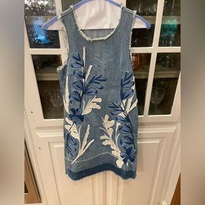 Anthropology denim dress with appliqué